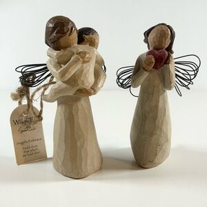 Two Willow Tree Angel Ornaments - Angels Embrace and Angel of the Heart